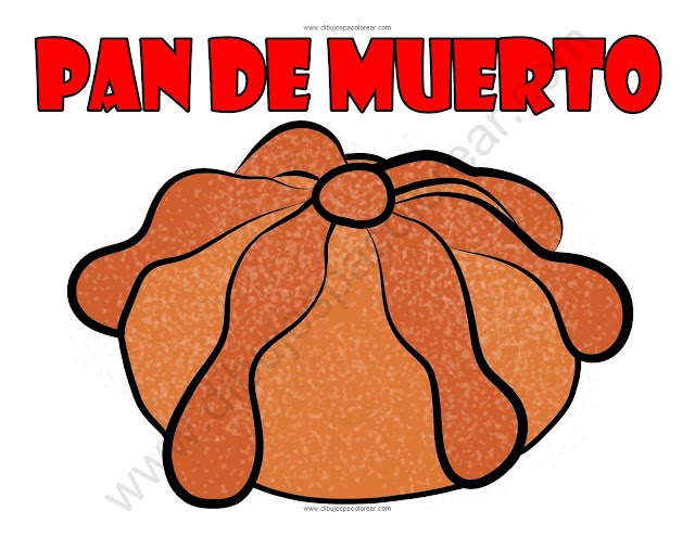 Pan de Muerto dibujo a color y para colorear